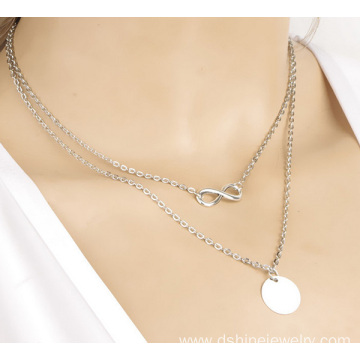 Multi Layers Infinity White Gold Chain Necklace Choker